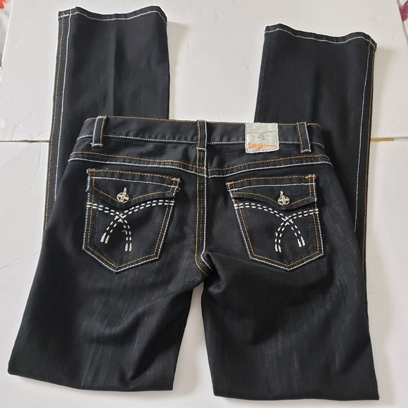 Dark Black Boot Cut Denim Jeans Stretch - Picture 4 of 8